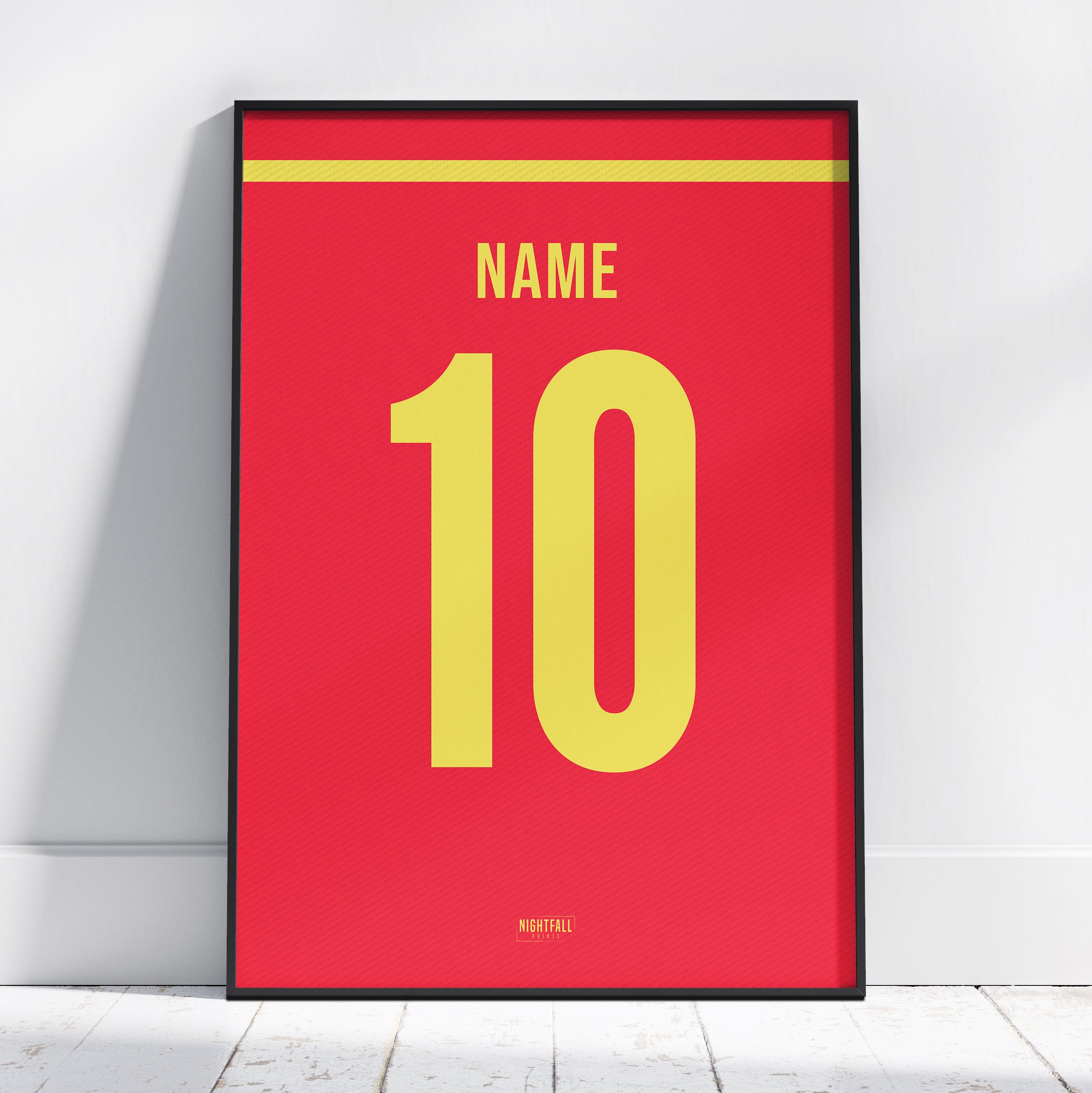 Personalised Football Shirt Poster - Red & Yellow | Football | Poster ...